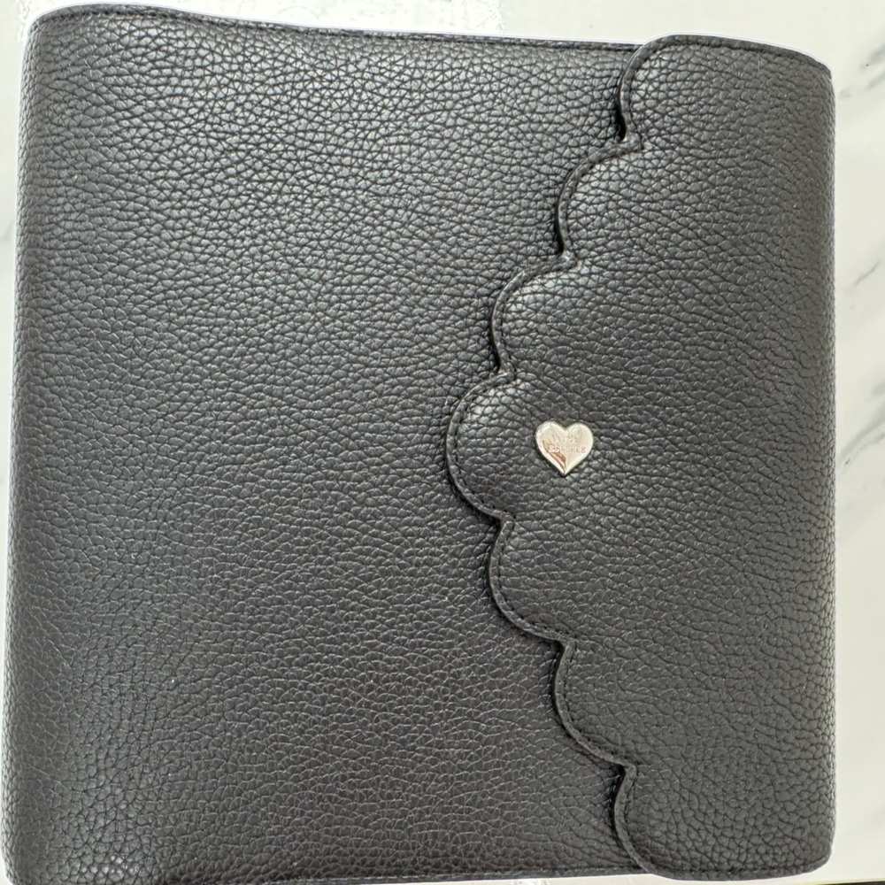 Elegant Black Leather Ringbound Aura Estelle Planner A5 Wide
